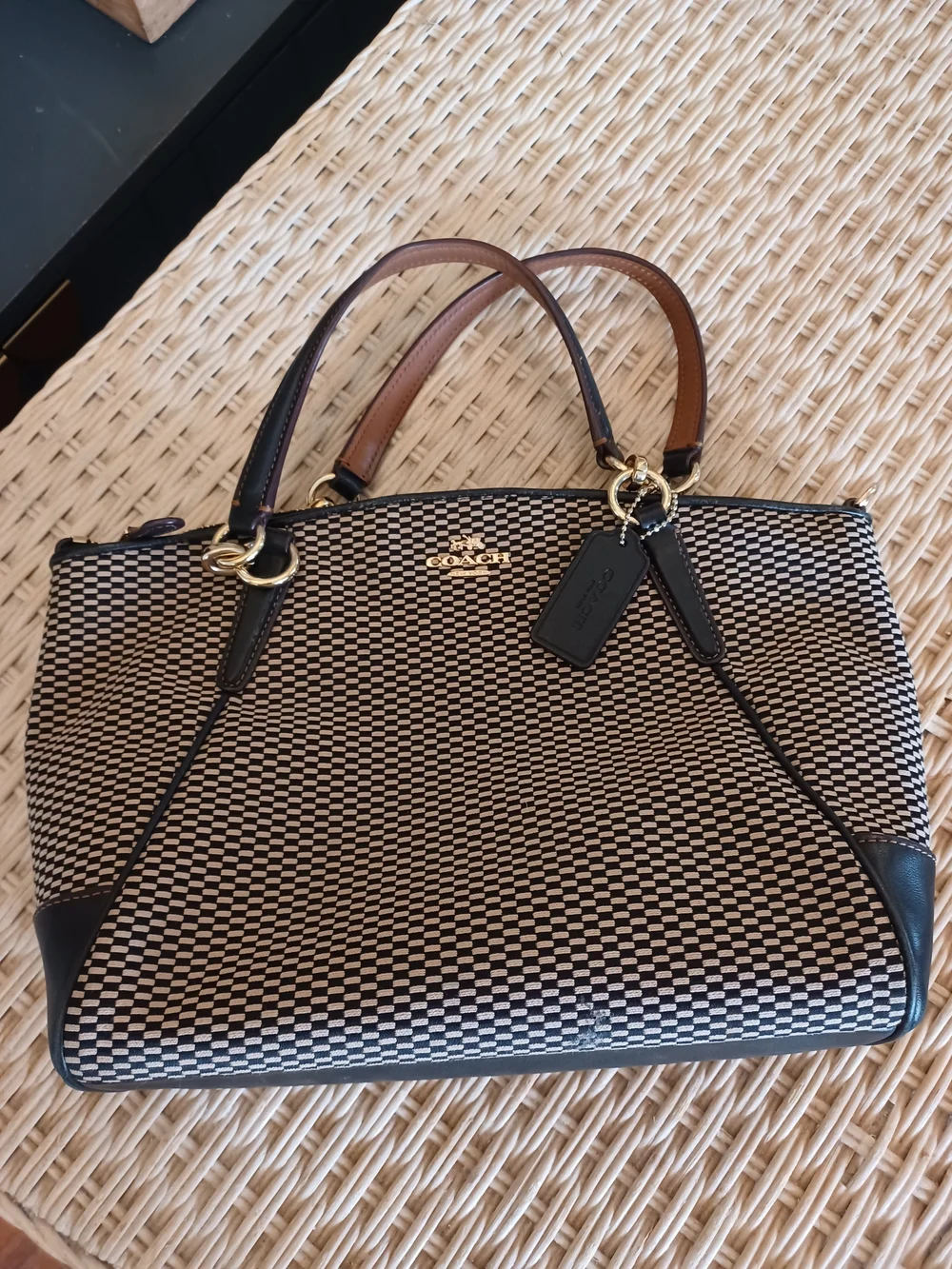 Coach Black and Cream Mini Satchel I